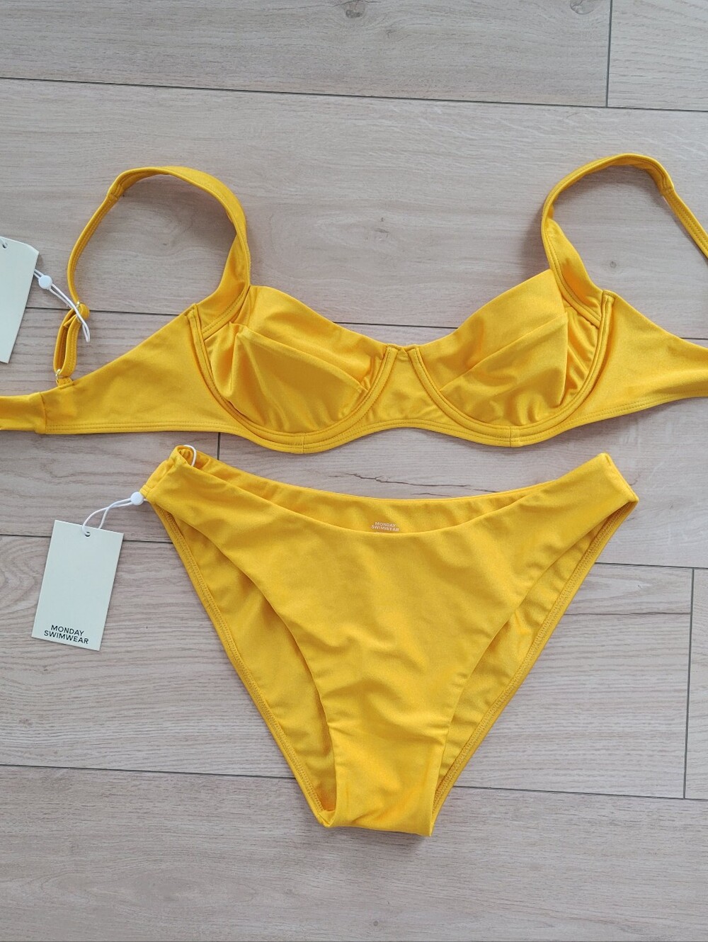 NWT Monday Swimwear Mango Gold Yellow Bikini Bathing Suit Set